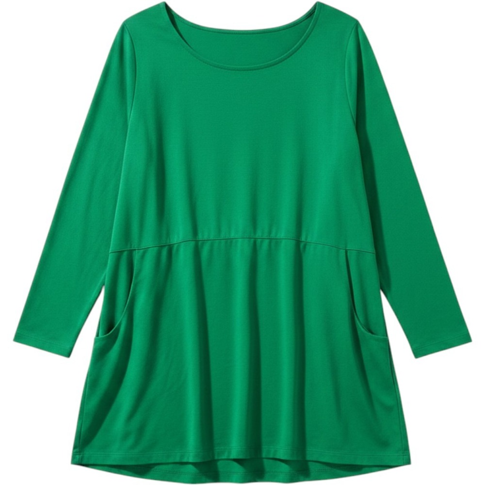 Soft Surroundings Kelly Green Button Back Pocket Tunic Top 1X Plus Lagenlook